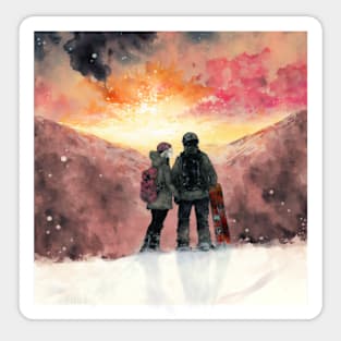 Snowboarder Couple Gift Idea Sticker